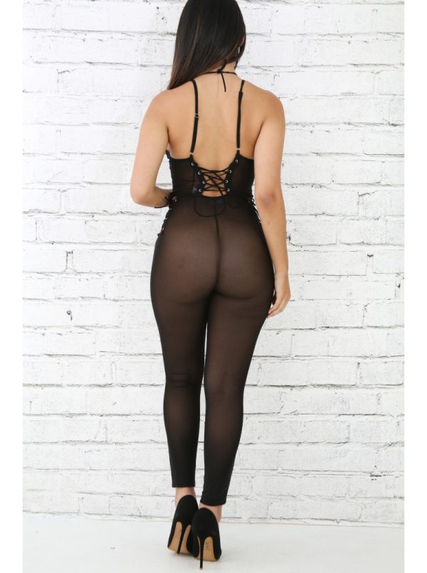 Semi-Sheer Corset Style Jumpsuit - Image 2