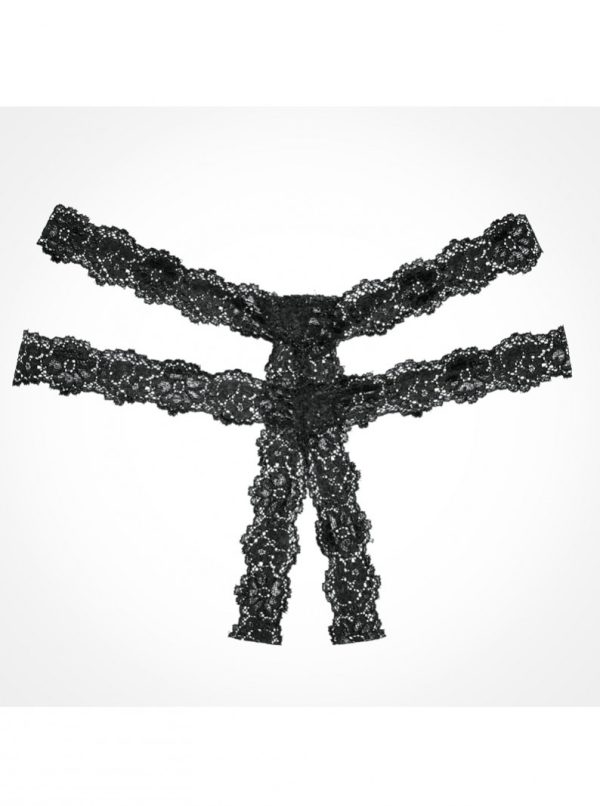 Black Lace Southern Rhapsody Crotchless Thong - Image 2
