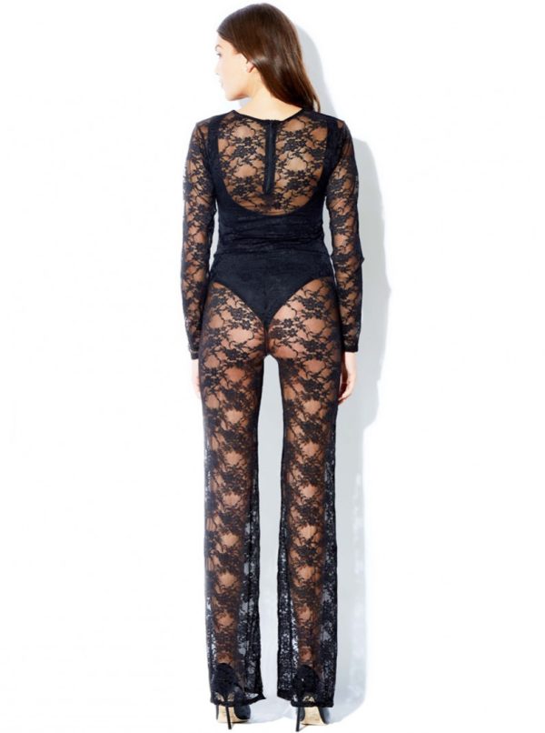 Black Lace Smokestack Catsuit - Image 2