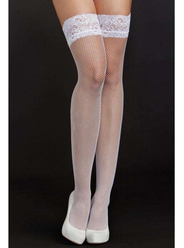 Fishnet Lace-Top Thigh Highs