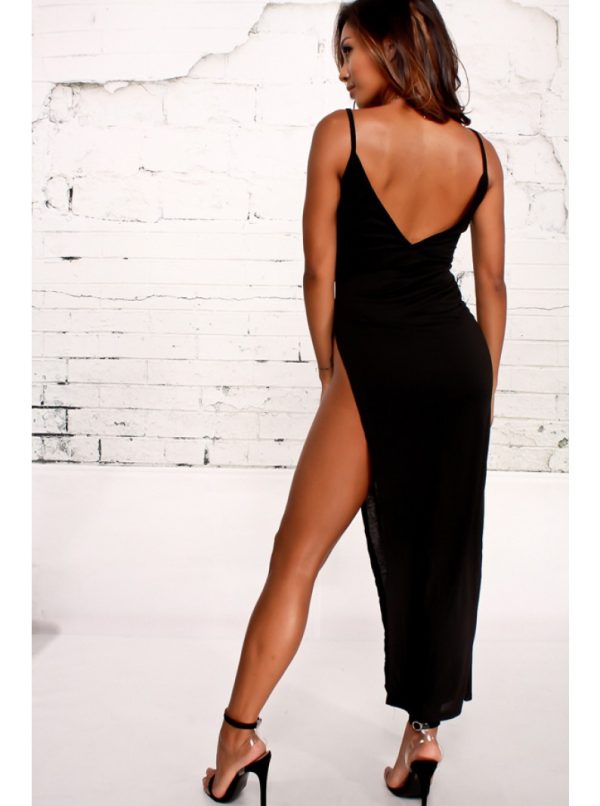 Deep V Front High Slit Dress - Image 2