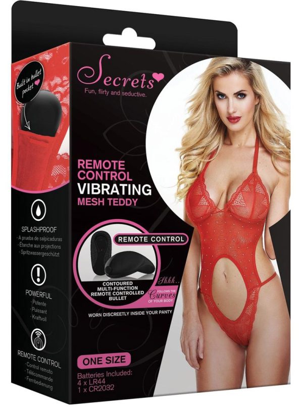 Red Mesh Remote Controlled Vibrating Teddy - Image 2